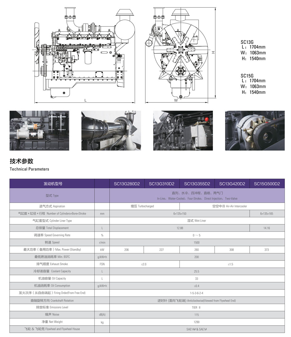 上柴13G15G系列发电用发动机结构图