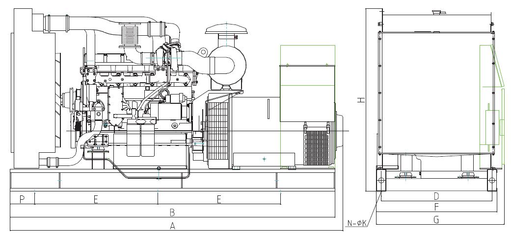 160KW～200KW陆用柴油发电机组结构图