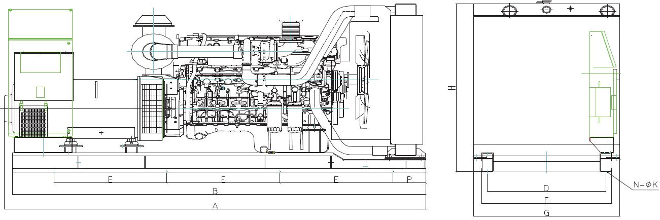 200KW～600KW陆用柴油发电机组结构图