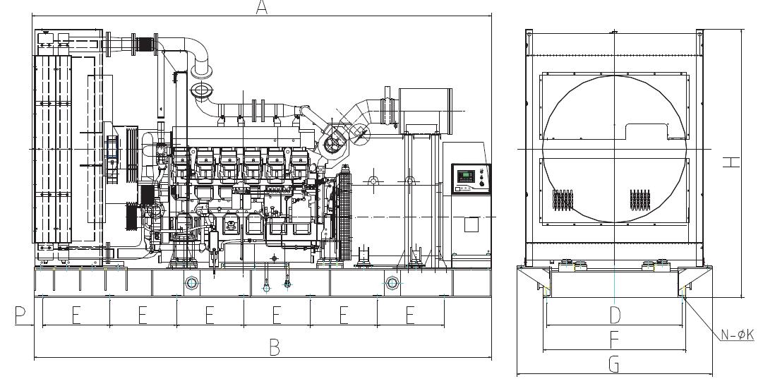 500KW～2000KW陆用柴油发电机组结构图